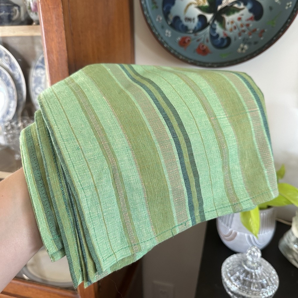 New Vanson Egyptian Cotton Green Stripe Dish Towels Handwoven‎ 20x19"